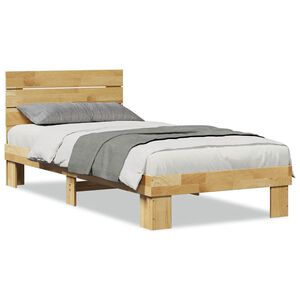 vidaXL gultas rāmis ar galvgali bez matrača 75x190 cm masīvkoka ozols