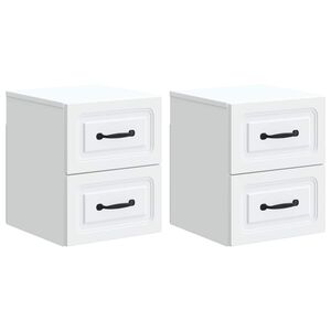 vidaXL Sienā stiprināms nakts skapis 2 pcs Balts 34,5 x 33 x 40 cm