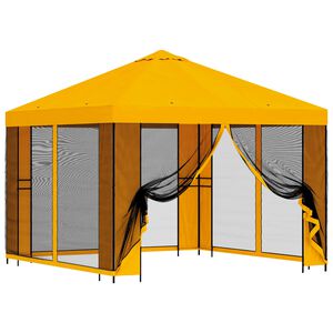 vidaXL Dārza paviljons ar sānu sienām 3 x 3 m Dzeltena