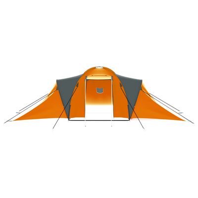 vidaXL deviņvietīga telts, pelēks un oranžs audums