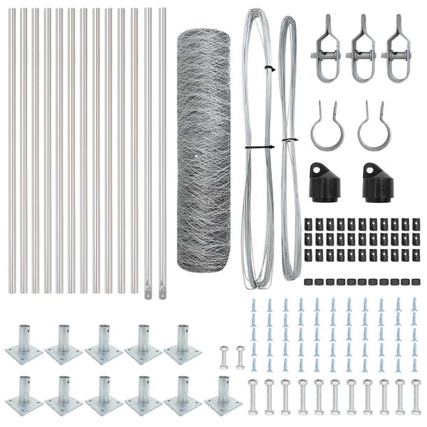 vidaXL Žoga āķis Sudraba 25 x 0,4 m (50 mm siets) Tērauds
