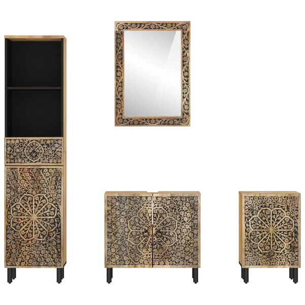 vidaXL 4-daļīgs vannasistabas mēbeļu komplekts, mango masīvkoks