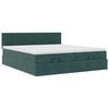 vidaXL Osmaņu gultas rāmis ar matračiem tum&scaron;i zaļ&scaron; 180x200cm audums