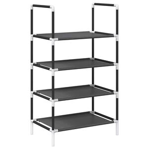 vidaXL apavu plaukts 4 līmeņu, melns, 44x28x77 cm, neausts audums