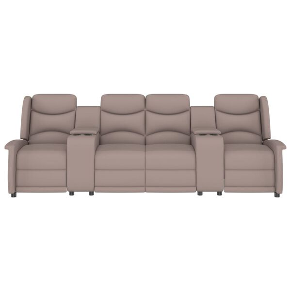 vidaXL četrvietīgs masāžas krēsls ar glāžu turētāju, pelēkbrūns