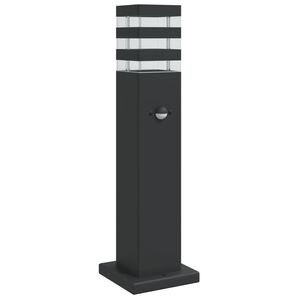 vidaXL āra grīdas lampa ar sensora, melns, 50 cm, alumīnijs