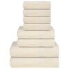 vidaXL 8 daļu dvieļu komplekts, FROGN, krēmkrāsas, 360 g/m&sup2;