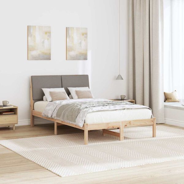 vidaXL Gultas rāmis Braun un taupe 135 x 190 cm Priedes masīvkoks