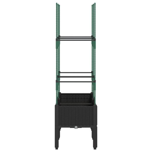 vidaXL dārza puķu kaste ar &scaron;paleru, melna, 80x40x142,5 cm, PP