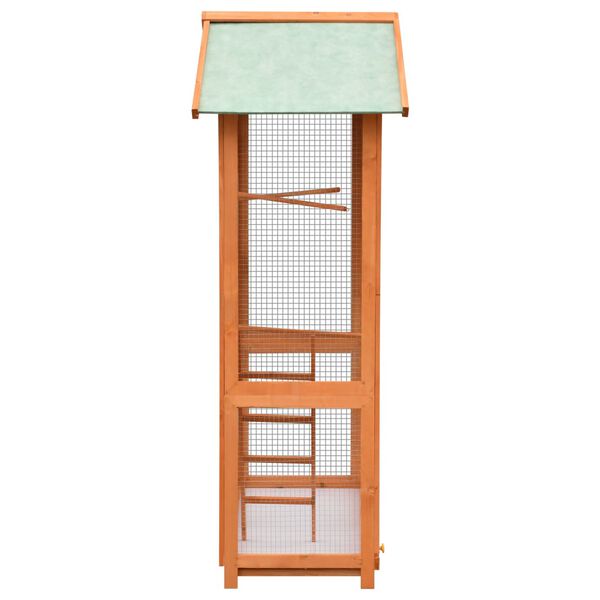 vidaXL putnu būris, priedes un egles masīvkoks, 125,5x59,5x164 cm