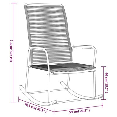 vidaXL dārza šūpuļkrēsls, PVC rotangpalma, 59x79,5x104 cm, melns