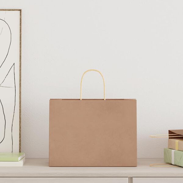 vidaXL papīra maisiņi 50 gab. ar rokturiem, brūni, 32x17x25 cm