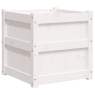 vidaXL dārza puķu kaste, balta, 50x50x50 cm, priedes masīvkoks