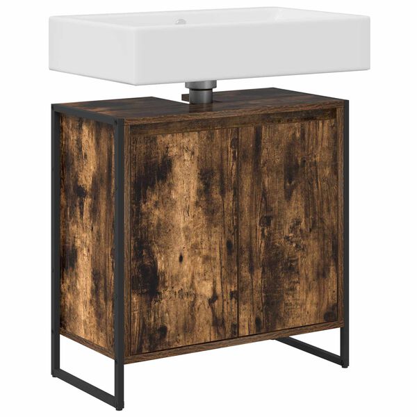 vidaXL Vannas istabas skapītis ar durvīm Dūmu ozols 60 x 30 x 60 cm