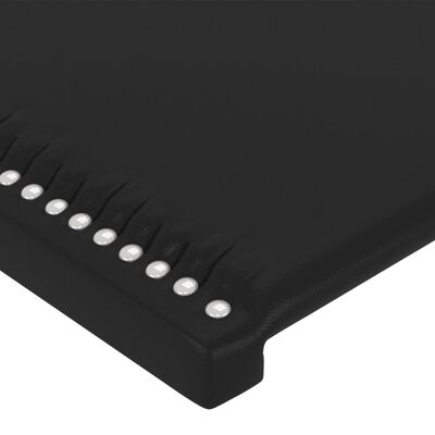 vidaXL gultas galvgalis ar LED, 163x16x78/88 cm, melna mākslīgā āda