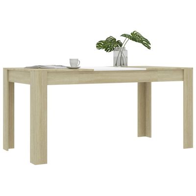 vidaXL virtuves galds, 160x80x76 cm, balta un ozolkoka krāsa