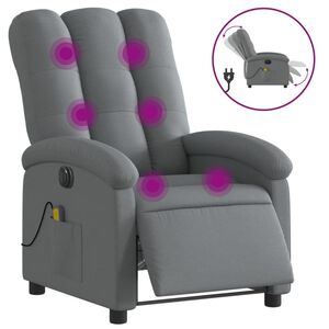 vidaXL elektrisks masāžas krēsls, atgāžams, tum&scaron;i pelēks audums