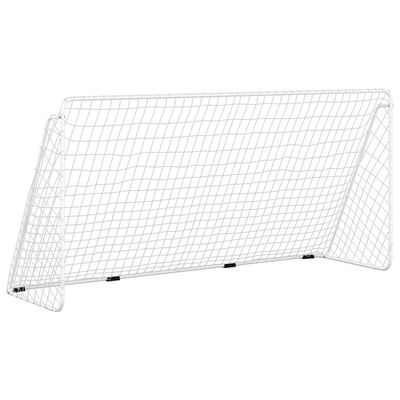 vidaXL futbola vārti ar tīklu, balti, 366x122x182 cm, tērauds