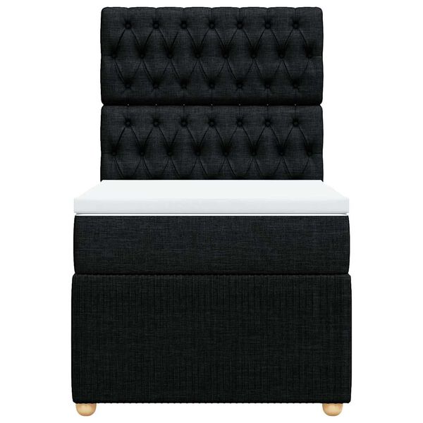 vidaXL atsperu gulta ar matraci, melna, 90x190 cm, audums