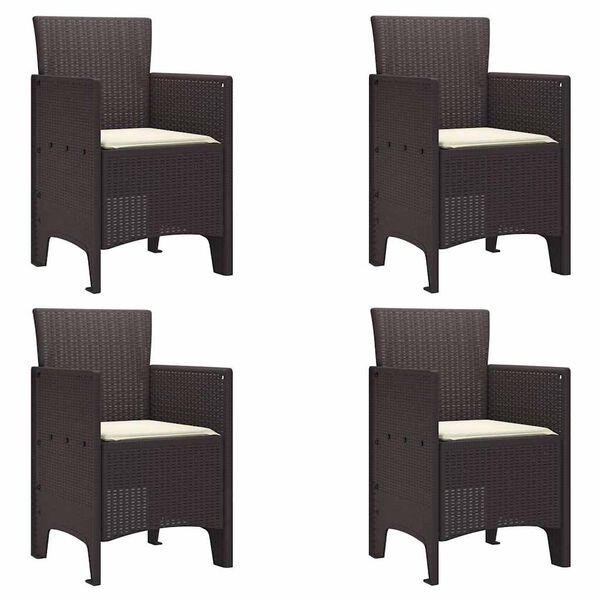 vidaXL Dārza krēsls 4 pcs Brūna 53 x 49 x 85 cm Polipropilēns