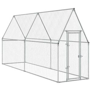 vidaXL vistu būris, sudrabains, 400x100x190 cm, cinkots tērauds