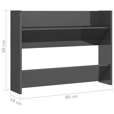 vidaXL sienas plaukti, 2 gab., pelēki, 80x18x60 cm, skaidu plāksne