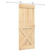 vidaXL Slīdo&scaron;ās durvis Dabisks un balts 80 x 210 cm Cieta priedes koks