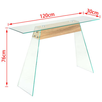vidaXL konsoles galdiņš, 120x30x76 cm, MDF, stikls, ozolkoka krāsā