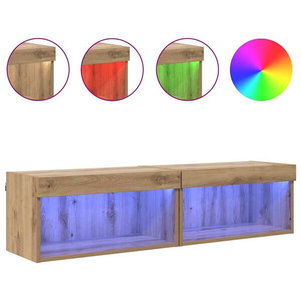 vidaXL TV skapī&scaron;u komplekts ar LED Artisānā ozols Inženierijas koks