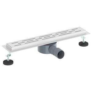 vidaXL Du&scaron;a noteka ar stikla vāku un 360&deg; sifonu Sudraba 50 cm