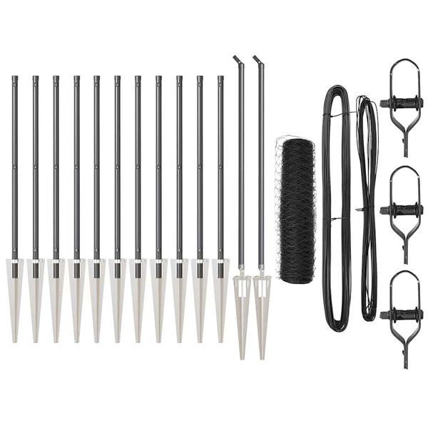 vidaXL Žoga āķis Pelēka 25 x 0,4 m (36 mm siets) Tērauds un PVC