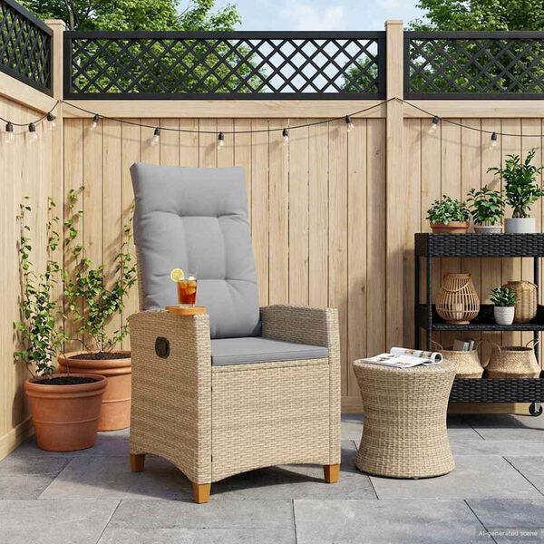 vidaXL Atzveltnes krēsls ar tējas plati 62 x 64 x 112 cm poliratāns