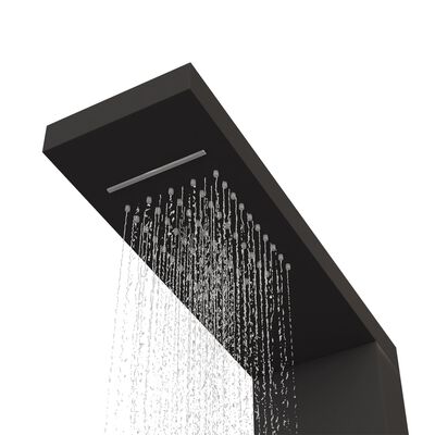vidaXL dušas sistēma ar paneli, melna, alumīnijs