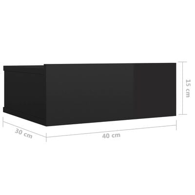vidaXL naktsskapītis, 40x30x15 cm, stiprināms pie sienas, melns