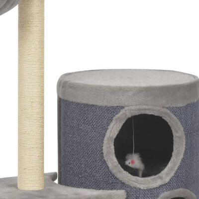 vidaXL kaķu māja ar sizala stabiem nagu asināšanai, 148 cm, pelēka
