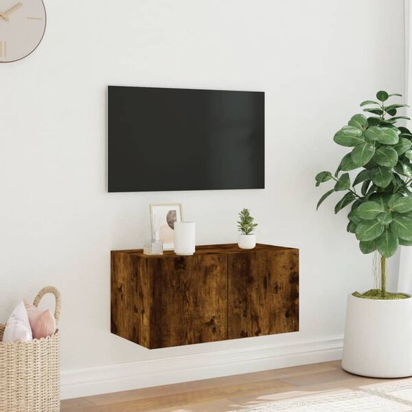 vidaXL TV plaukti ar LED lampiņām, 60x35x31 cm, ozolkoka krāsā