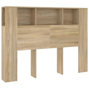 vidaXL gultas galvgalis ar plauktu, ozolkoka krāsa, 140x18,5x104,5 cm