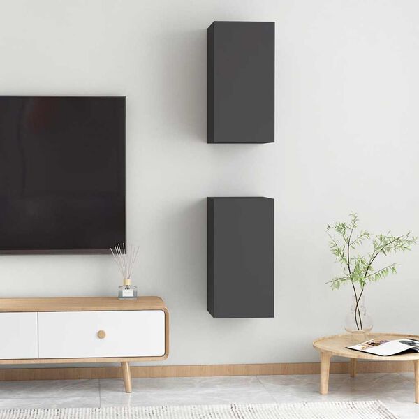 vidaXL TV skapīši, 2 gb., 30,5x30x60 cm, pelēki, inženierijas koks