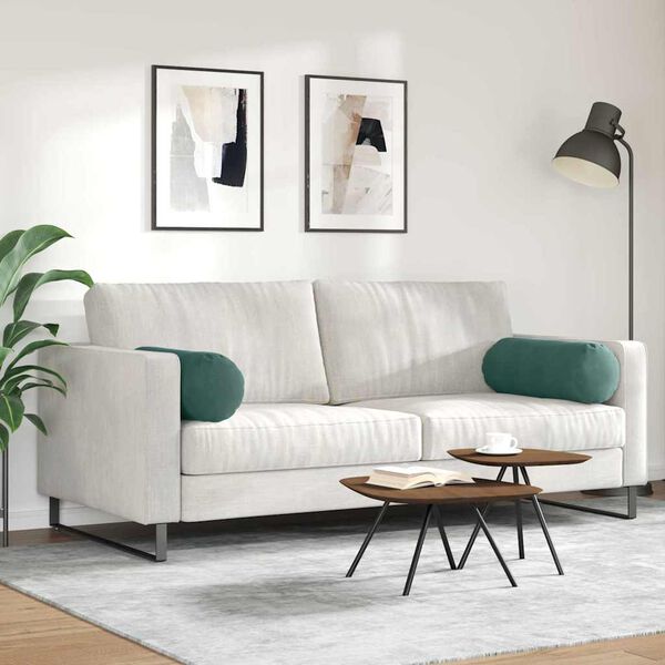 vidaXL Spilveni 2 pcs Tum&scaron;i zaļ&scaron; &Oslash; 25 x 70 cm Korduroja audums