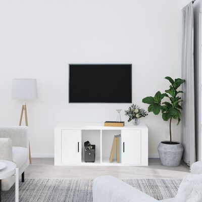 vidaXL TV skapītis, balts, 100x35x40 cm, inženierijas koks
