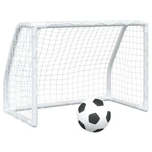 vidaXL bērnu futbola vārti, bumba, 2 gab., balti, 64x35x48 cm, metāls
