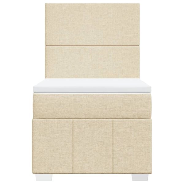 vidaXL atsperu gultas rāmis ar matraci, krēmkrāsas, 80x200 cm, audums