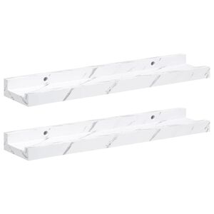 vidaXL Sienas plaukts ar plauktu 2 pcs Balts marmors 40 x 9 x 3 cm