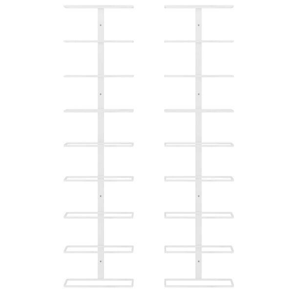 vidaXL vīna pudeļu sienas plaukti 9 pudelēm, 2 gab., balti, dzelzs