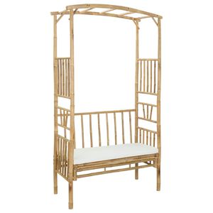 vidaXL Dārza arka ar soliņu Krēmkrāsas 115 x 50 x 205 cm Bambuss