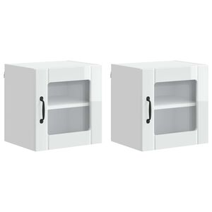vidaXL Sienas stikla skapis LUCCA 2 pcs Spīdīgi balts 40 x 31 x 40 cm