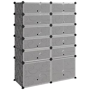 vidaXL apavu plaukts, melns, 94x37x125 cm, plastmasa