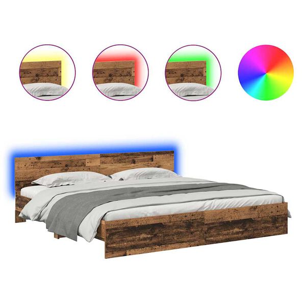 vidaXL Gultas rāmis Vecs koks 200 x 200 cm Inženierijas koks