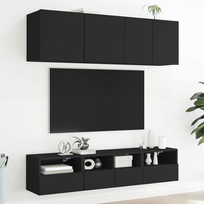 vidaXL TV sienas skapītis, melns, 40x30x30 cm, inženierijas koks