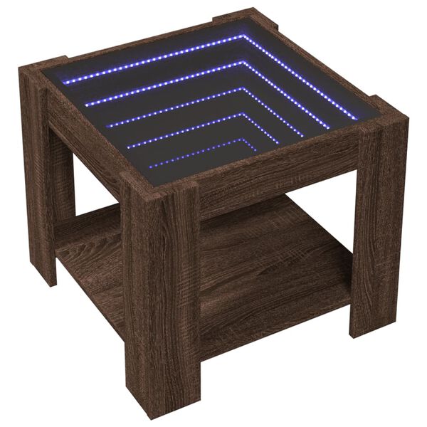 vidaXL kafijas galdiņš ar LED, 53x53x45 cm, inženierijas koks